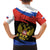 Russia Coat of Arms Family Matching Off The Shoulder Long Sleeve Dress and Hawaiian Shirt Russian Eagle Two Heads Simple Style