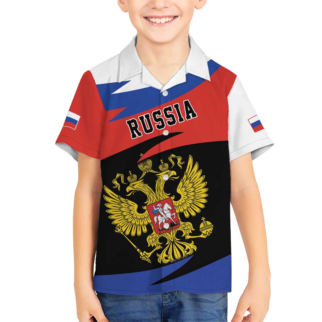 Russia Coat of Arms Kid Hawaiian Shirt Russian Eagle Two Heads Simple Style LT17 - Wonder Print Shop