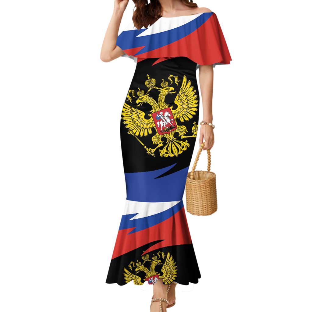 Russia Coat of Arms Mermaid Dress Russian Eagle Two Heads Simple Style LT17 - Wonder Print Shop