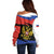 Russia Coat of Arms Off Shoulder Sweater Russian Eagle Two Heads Simple Style