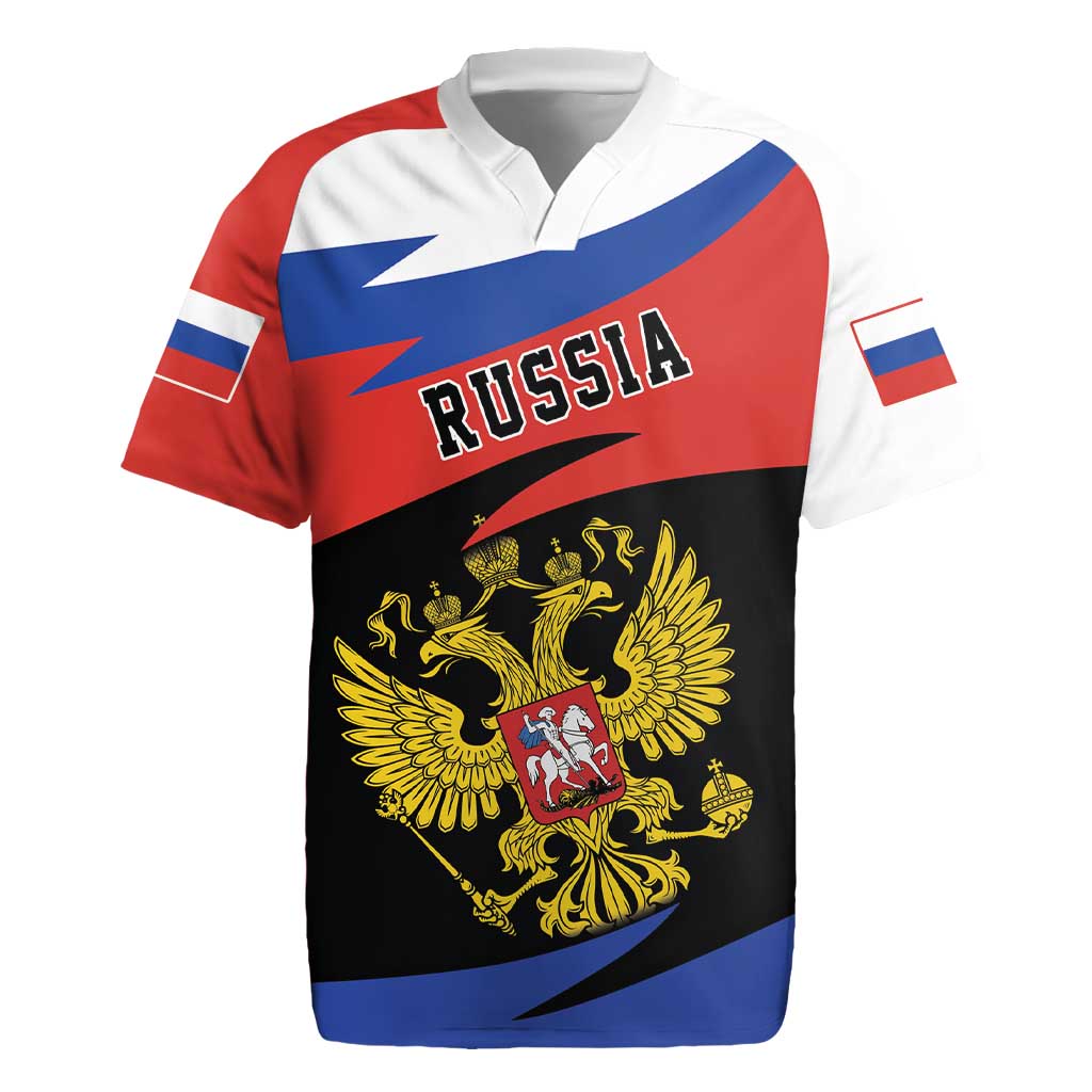 Russia Coat of Arms Rugby Jersey Russian Eagle Two Heads Simple Style LT17 - Wonder Print Shop