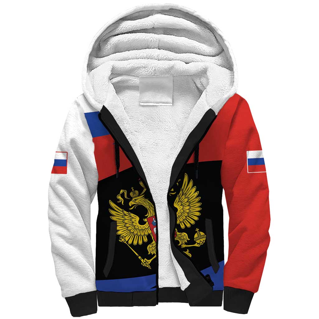 Russia Coat of Arms Sherpa Hoodie Russian Eagle Two Heads Simple Style LT17 - Wonder Print Shop