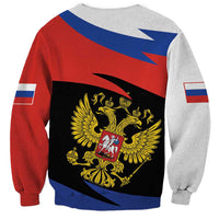 Unisex sweatshirt with double-head eagle graphic, red and gray panels