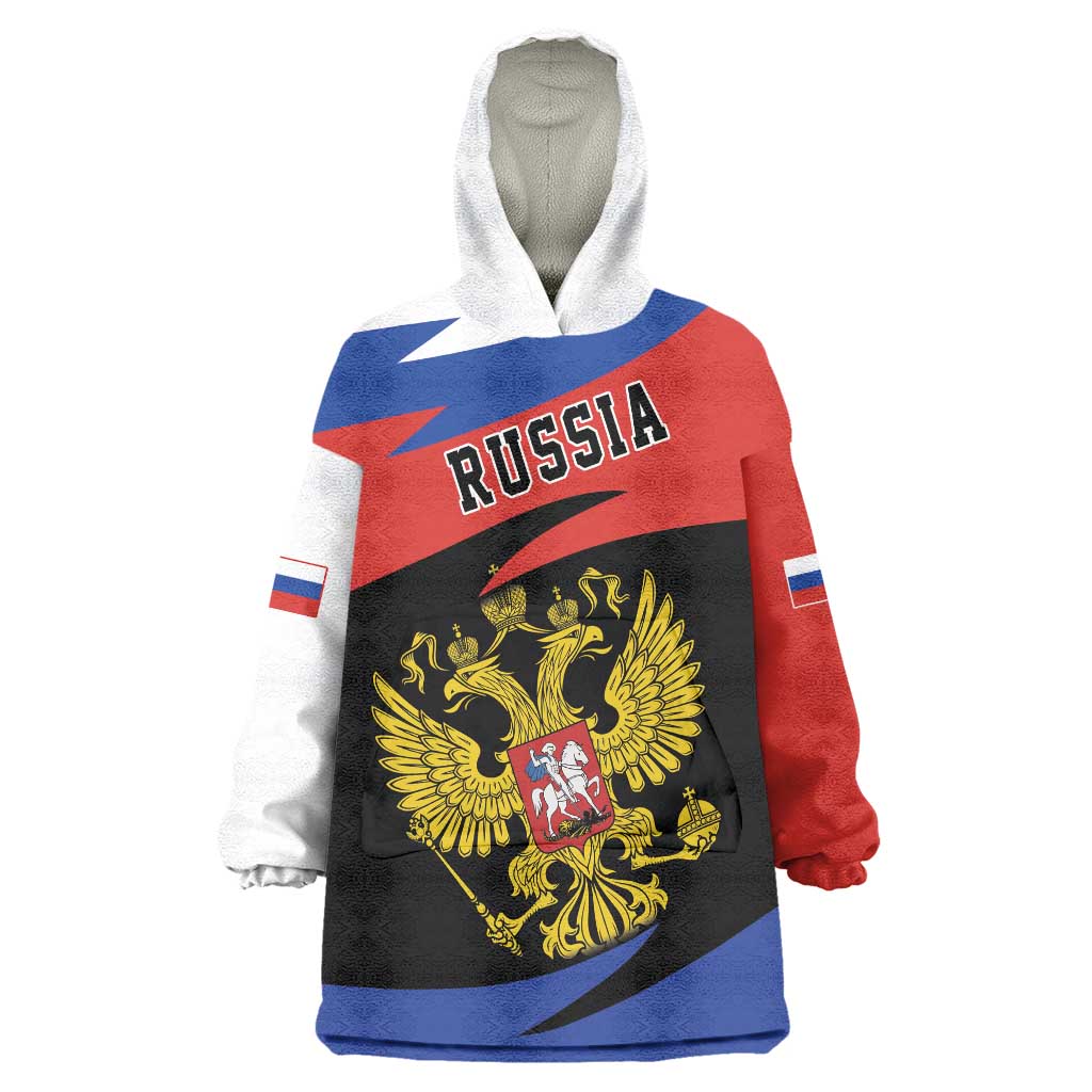 Russia Coat of Arms Wearable Blanket Hoodie Russian Eagle Two Heads Simple Style