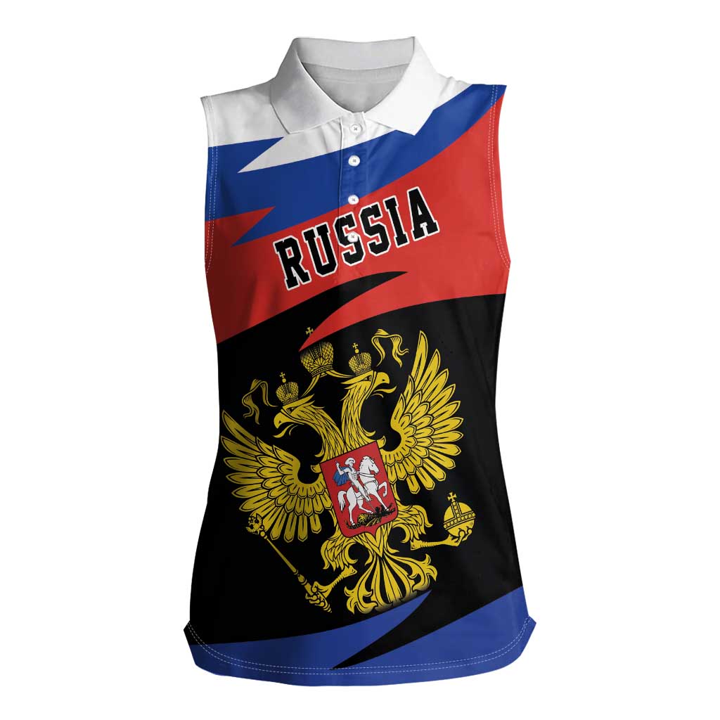 Russia Coat of Arms Women Sleeveless Polo Shirt Russian Eagle Two Heads Simple Style LT17 - Wonder Print Shop