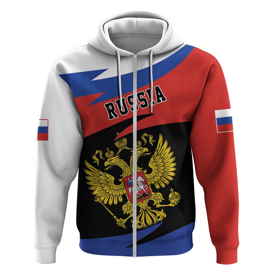 Russia Coat of Arms Zip Hoodie Russian Eagle Two Heads Simple Style LT17 - Wonder Print Shop