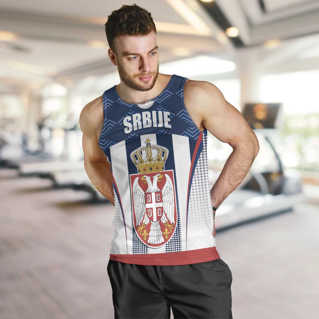 Custom Serbia Basketball Champions Men Tank Top Sporty Style with Coat of Arms