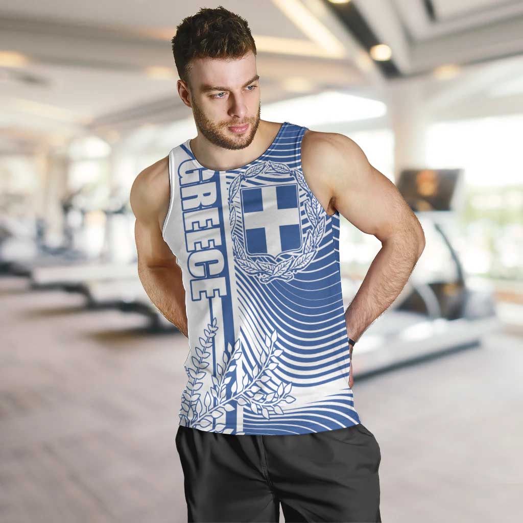 Personalized Greece Coat of Arms Men Tank Top Greek cross and Two Laurel Branches