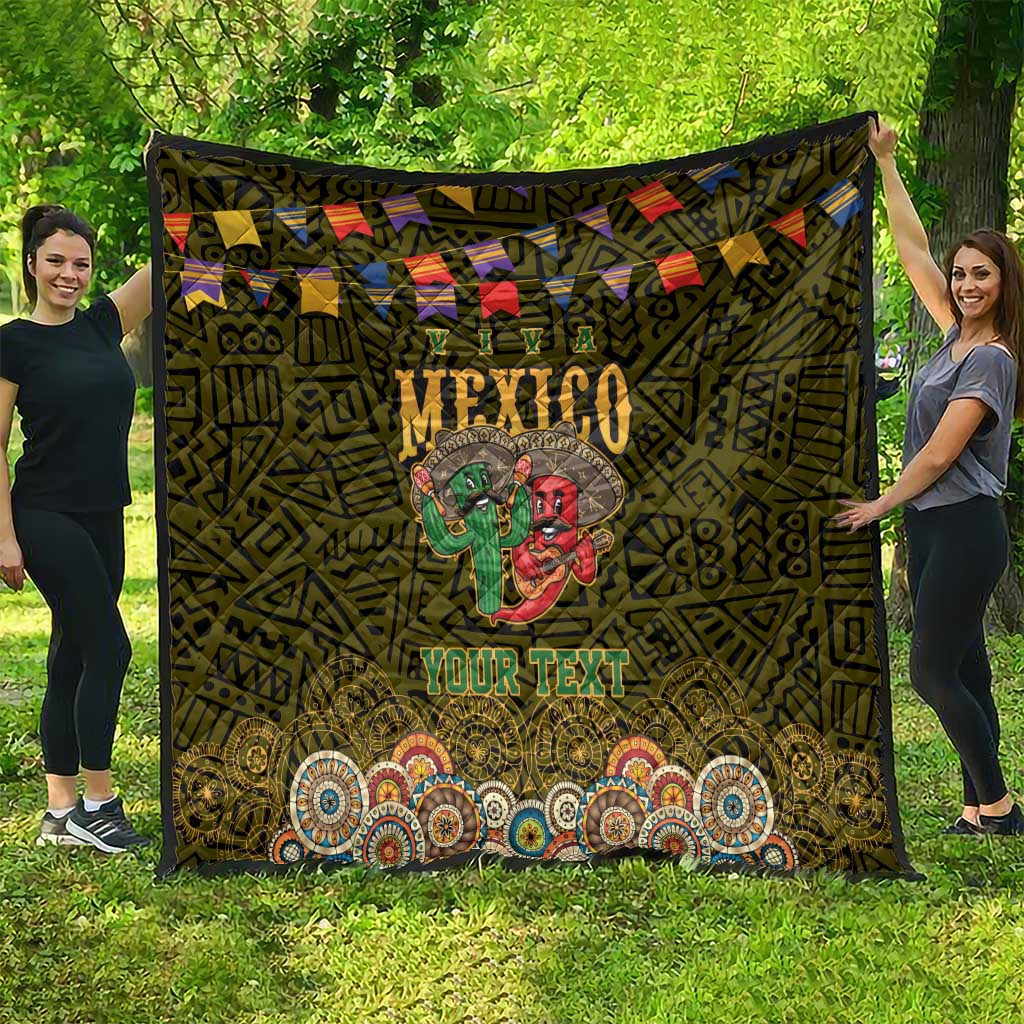 Personalized Mexico Cinco De Mayo Quilt Chilli Pepper and Cactus