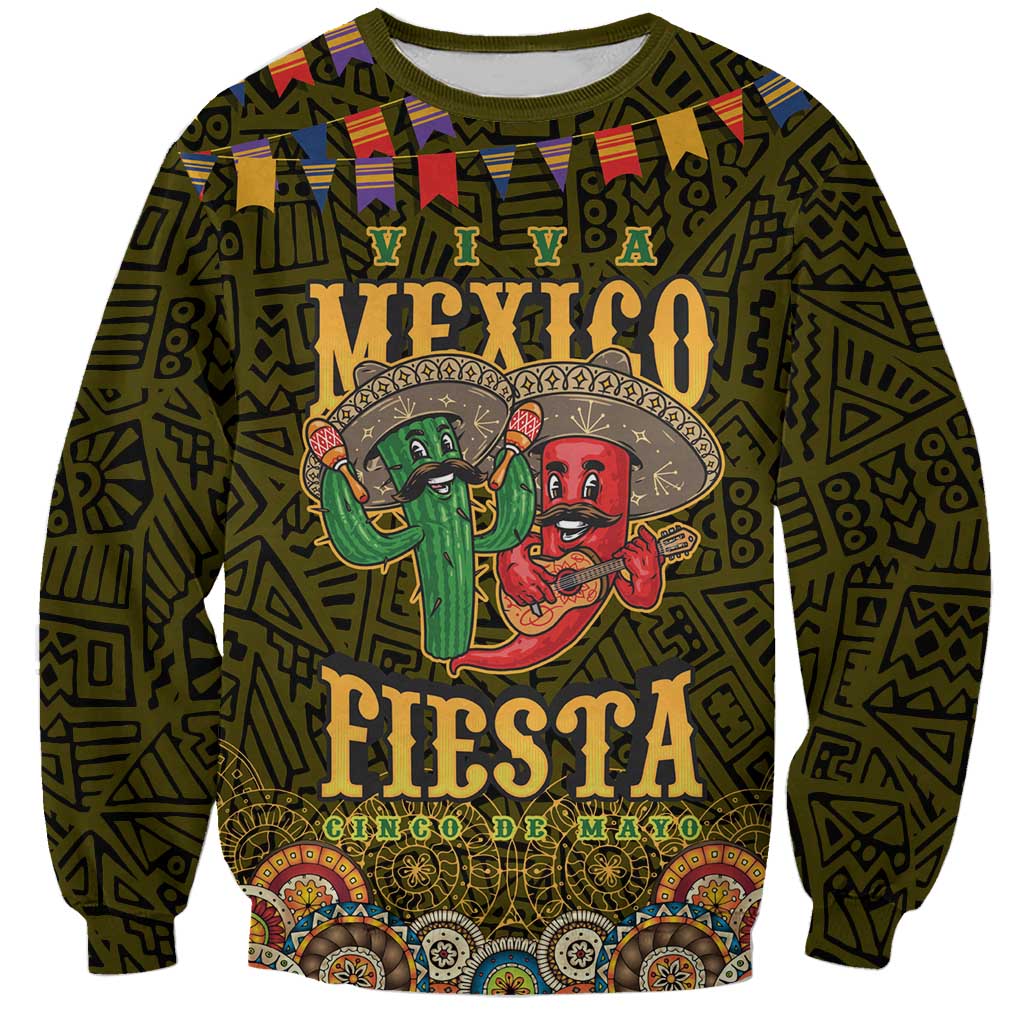 Personalized Mexico Cinco De Mayo Sweatshirt Chilli Pepper and Cactus