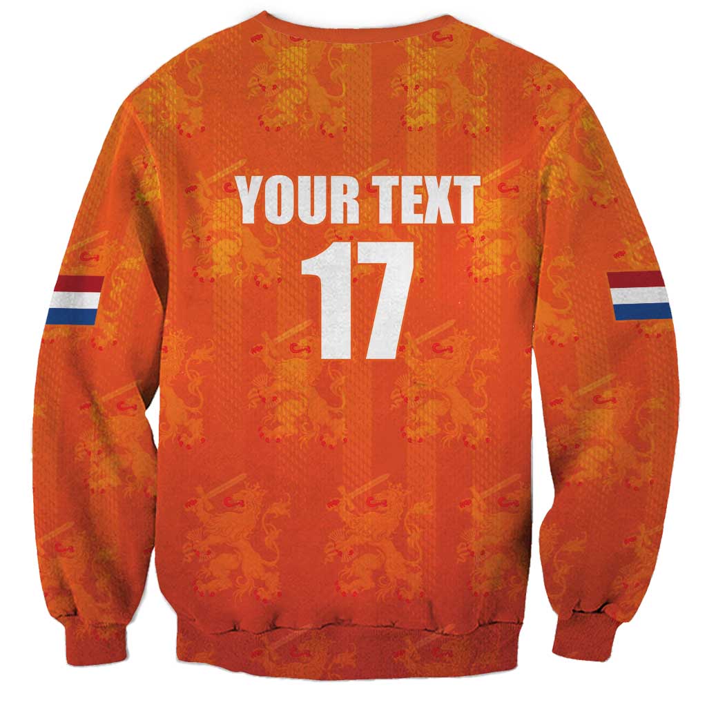 Orange football sweatshirt back with YOUR TEXT, number 17, crew neck and long sleeves
