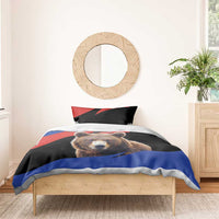 Brown bear Russia graphic bedding set with duvet and pillow for bed