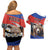 Russia Brown Bear and Chamomile Flower Couples Matching Off Shoulder Short Dress and Hawaiian Shirt