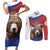 Russia Brown Bear and Chamomile Flower Couples Matching Short Sleeve Bodycon Dress and Long Sleeve Button Shirt