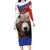 Russia Brown Bear and Chamomile Flower Family Matching Long Sleeve Bodycon Dress and Hawaiian Shirt LT17 - Wonder Print Shop