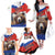 Russia Brown Bear and Chamomile Flower Family Matching Off The Shoulder Long Sleeve Dress and Hawaiian Shirt