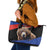 Russia Brown Bear and Chamomile Flower Leather Tote Bag