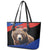 Russia Brown Bear and Chamomile Flower Leather Tote Bag