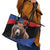 Russia Brown Bear and Chamomile Flower Leather Tote Bag