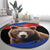 Russia Brown Bear and Chamomile Flower Round Carpet LT17 - Wonder Print Shop