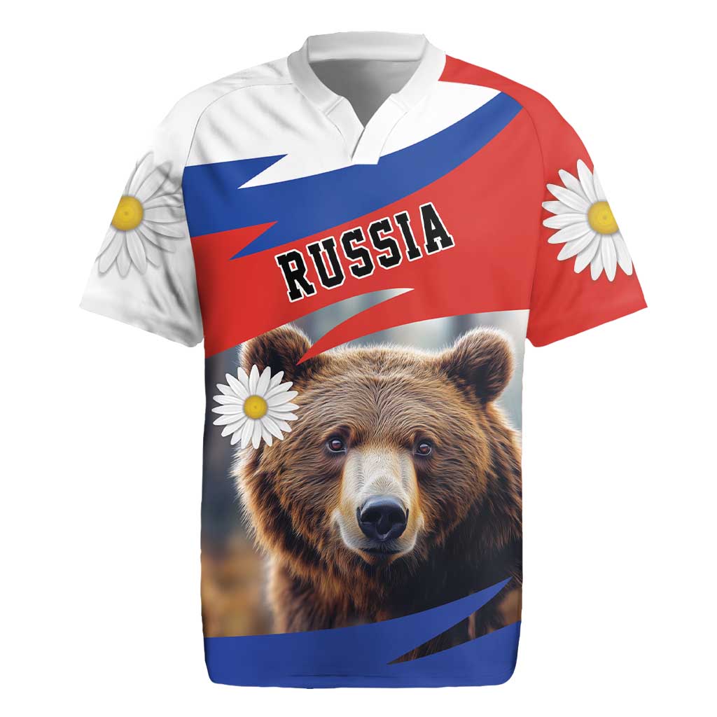 Russia Brown Bear and Chamomile Flower Rugby Jersey LT17 - Wonder Print Shop