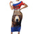 Russia Brown Bear and Chamomile Flower Short Sleeve Bodycon Dress LT17 - Wonder Print Shop