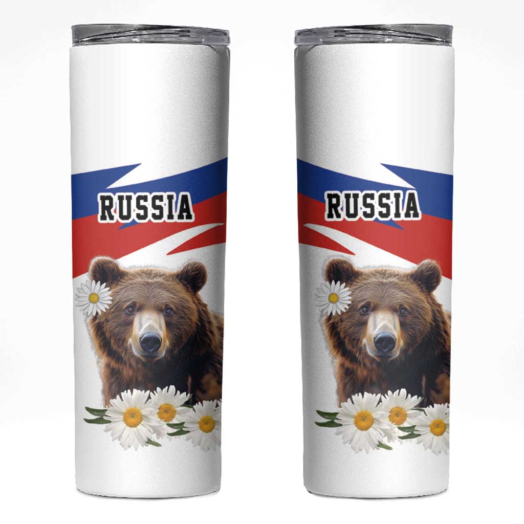 Russia Brown Bear and Chamomile Flower Skinny Tumbler LT17 - Wonder Print Shop