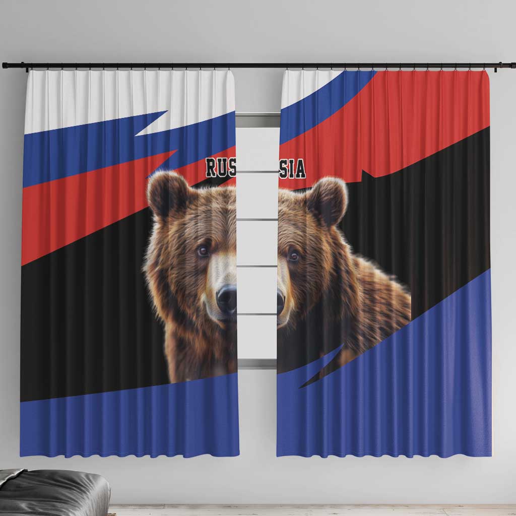 Russia Brown Bear and Chamomile Flower Window Curtain LT17 - Wonder Print Shop