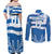 Custom Greece Basketball Couples Matching Off Shoulder Maxi Dress and Long Sleeve Button Shirt Sporty Style with Laurel