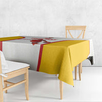 Basketball tablecloth with white striped panel, red border, and yellow hanging edge