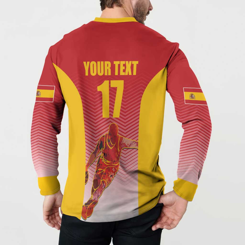Red basketball button sweatshirt, yellow sleeves; back 'YOUR TEXT' number 17 player art