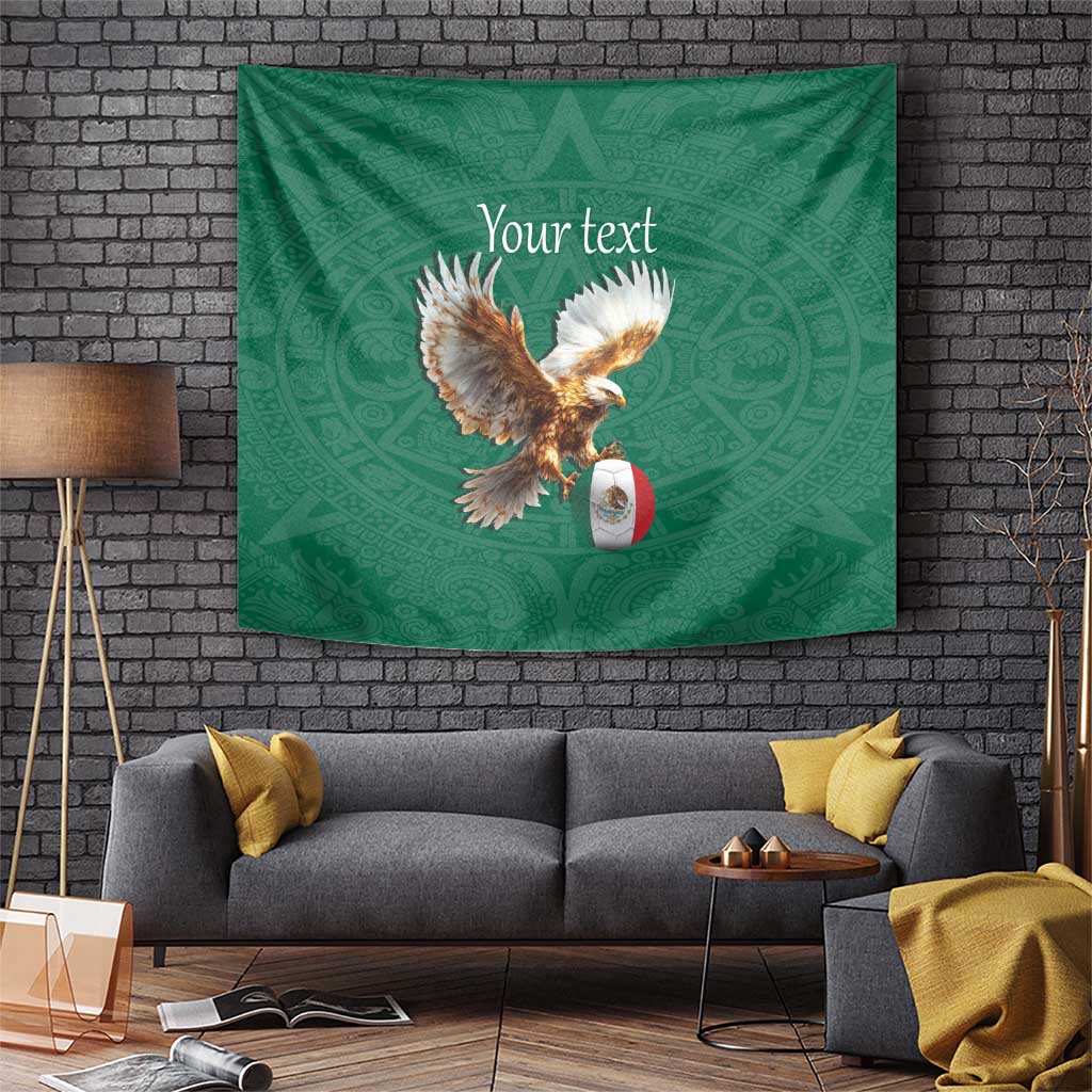 Green eagle football wall tapestry with placeholder text 'Your text'