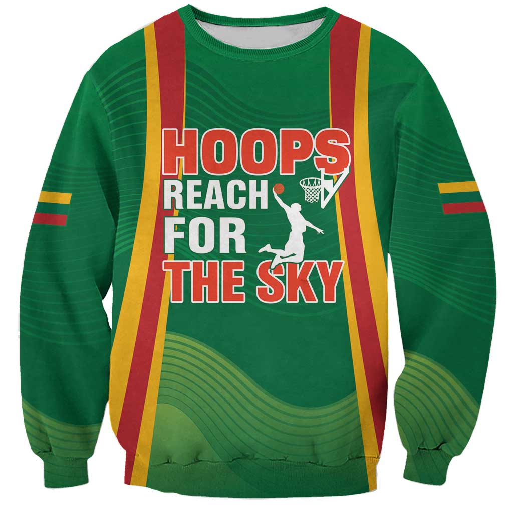 Custom Lithuania Basketball Sweatshirt Hoops Reach For the Sky