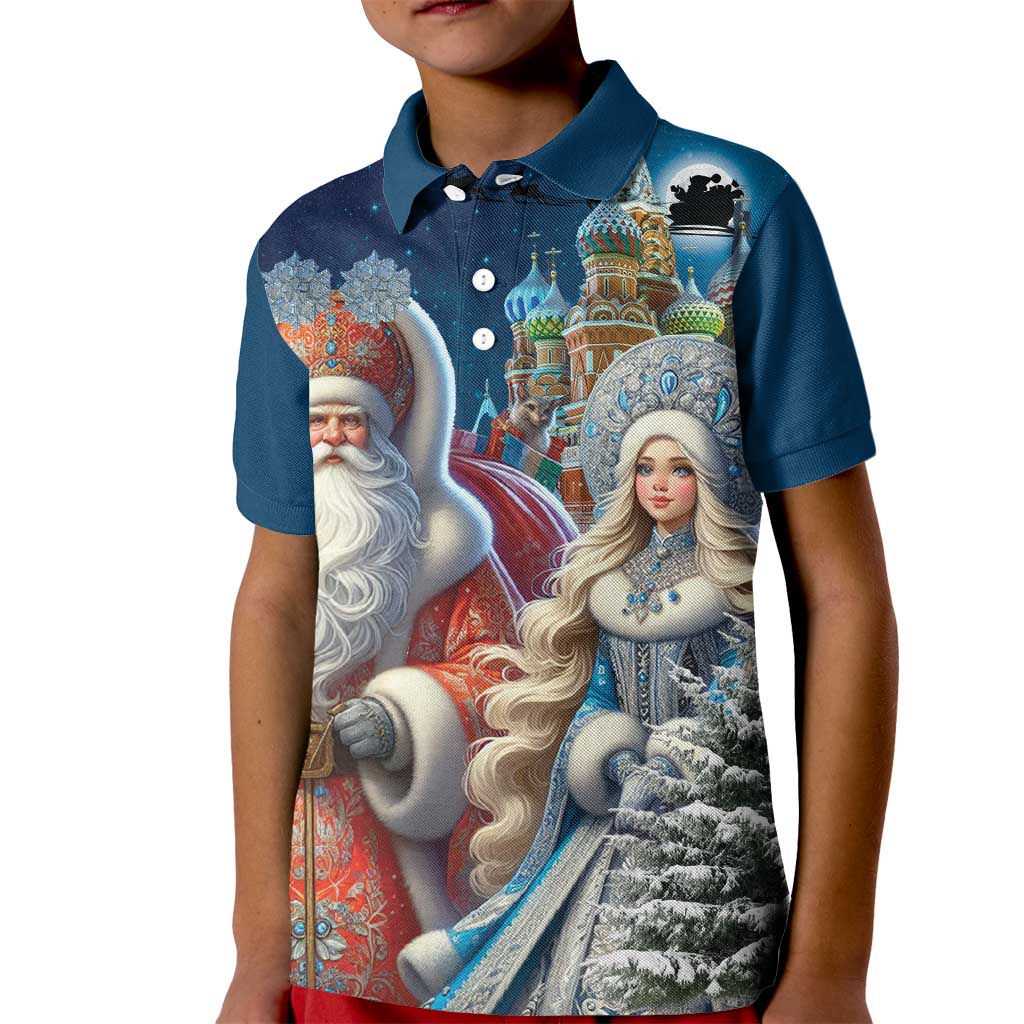 Russia Ded Moroz and Snegurochka Kid Polo Shirt Orthodox Christmas Slavic Mythology LT17 - Wonder Print Shop