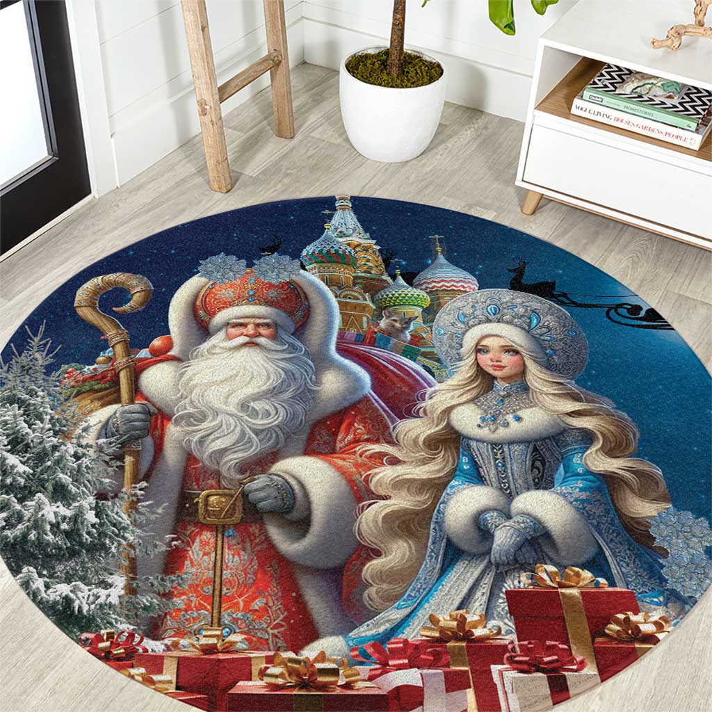 Russia Ded Moroz and Snegurochka Round Carpet Orthodox Christmas Slavic Mythology LT17 - Wonder Print Shop