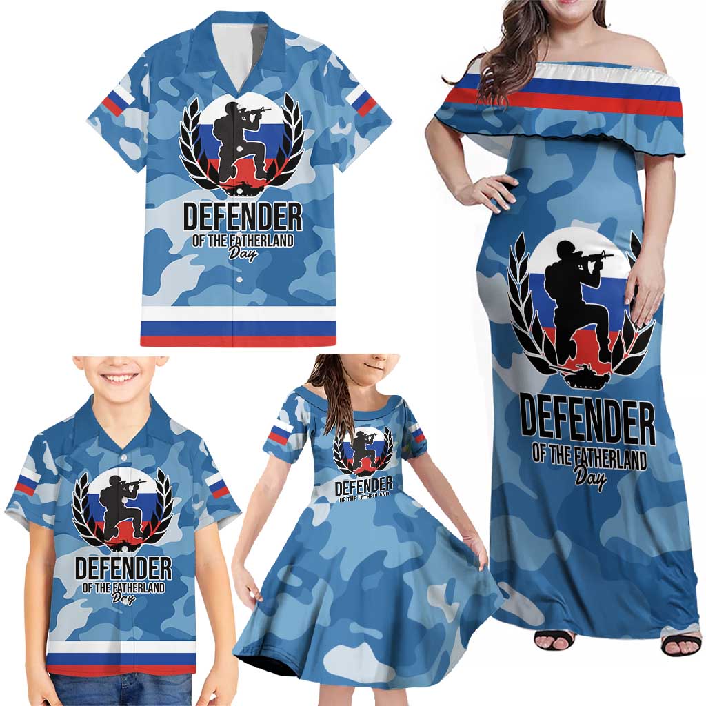 Russia Defender of the Fatherland Day Family Matching Off Shoulder Maxi Dress and Hawaiian Shirt 23th February LT17 - Wonder Print Shop