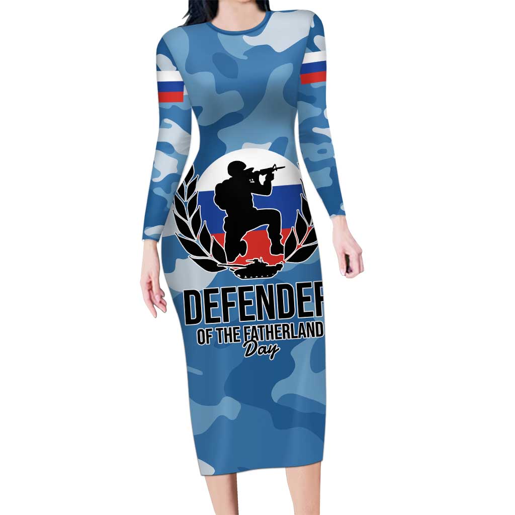 Russia Defender of the Fatherland Day Long Sleeve Bodycon Dress 23th February LT17 - Wonder Print Shop