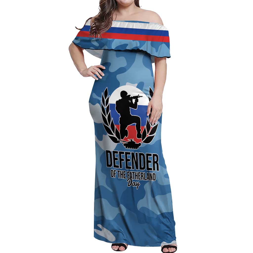 Russia Defender of the Fatherland Day Off Shoulder Maxi Dress 23th February LT17 - Wonder Print Shop