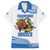 Custom Greece Basketball Champions Family Matching Off The Shoulder Long Sleeve Dress and Hawaiian Shirt Sporty Style with Eagle Mascot