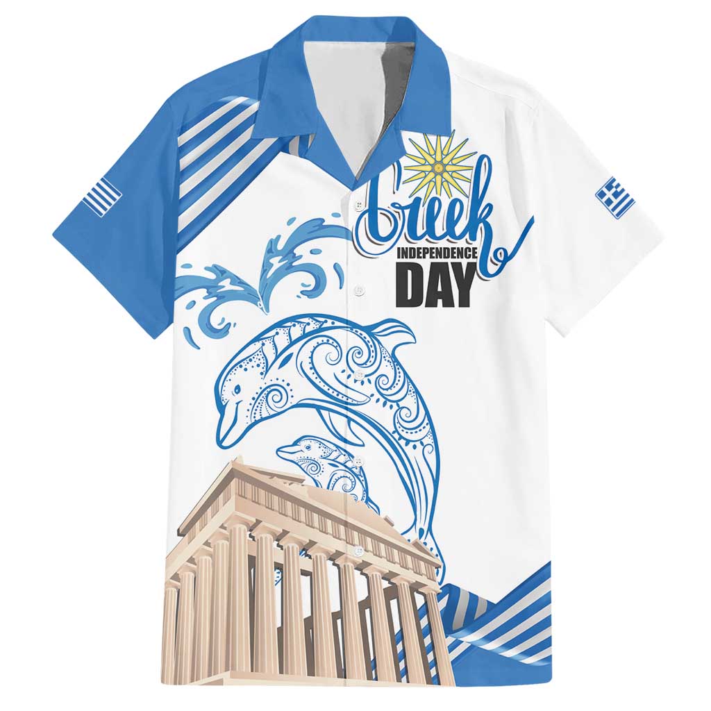 Personalized Greece Greek Independence Day Hawaiian Shirt Dolphin and Parthenon