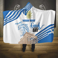 Personalized Greece Greek Independence Day Hooded Blanket Dolphin and Parthenon