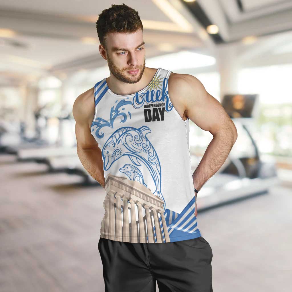 Personalized Greece Greek Independence Day Men Tank Top Dolphin and Parthenon