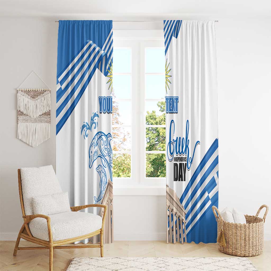 Personalized Greece Greek Independence Day Window Curtain Dolphin and Parthenon