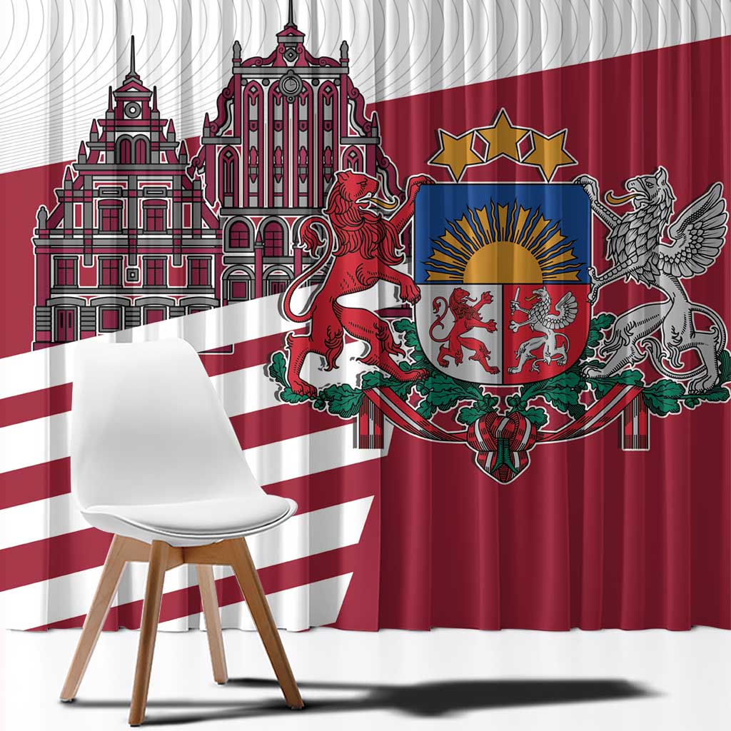 Personalized Riga Town Hall Square Latvia Window Curtain Coat of Arms