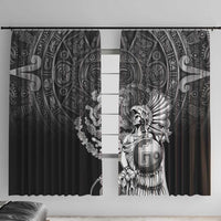 Mexico Aztec Warrior Window Curtain Huitzilopochtli With Aztec Calendar