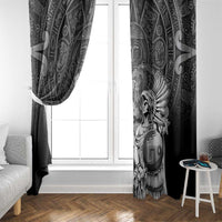 Mexico Aztec Warrior Window Curtain Huitzilopochtli With Aztec Calendar