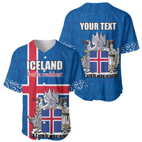 Personalized Iceland Coat of Arms Baseball Jersey Runic Alphabet Viking Runes Pattern