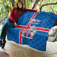 Personalized Iceland Coat of Arms Quilt Runic Alphabet Viking Runes Pattern