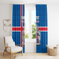 Personalized Iceland Coat of Arms Window Curtain Runic Alphabet Viking Runes Pattern