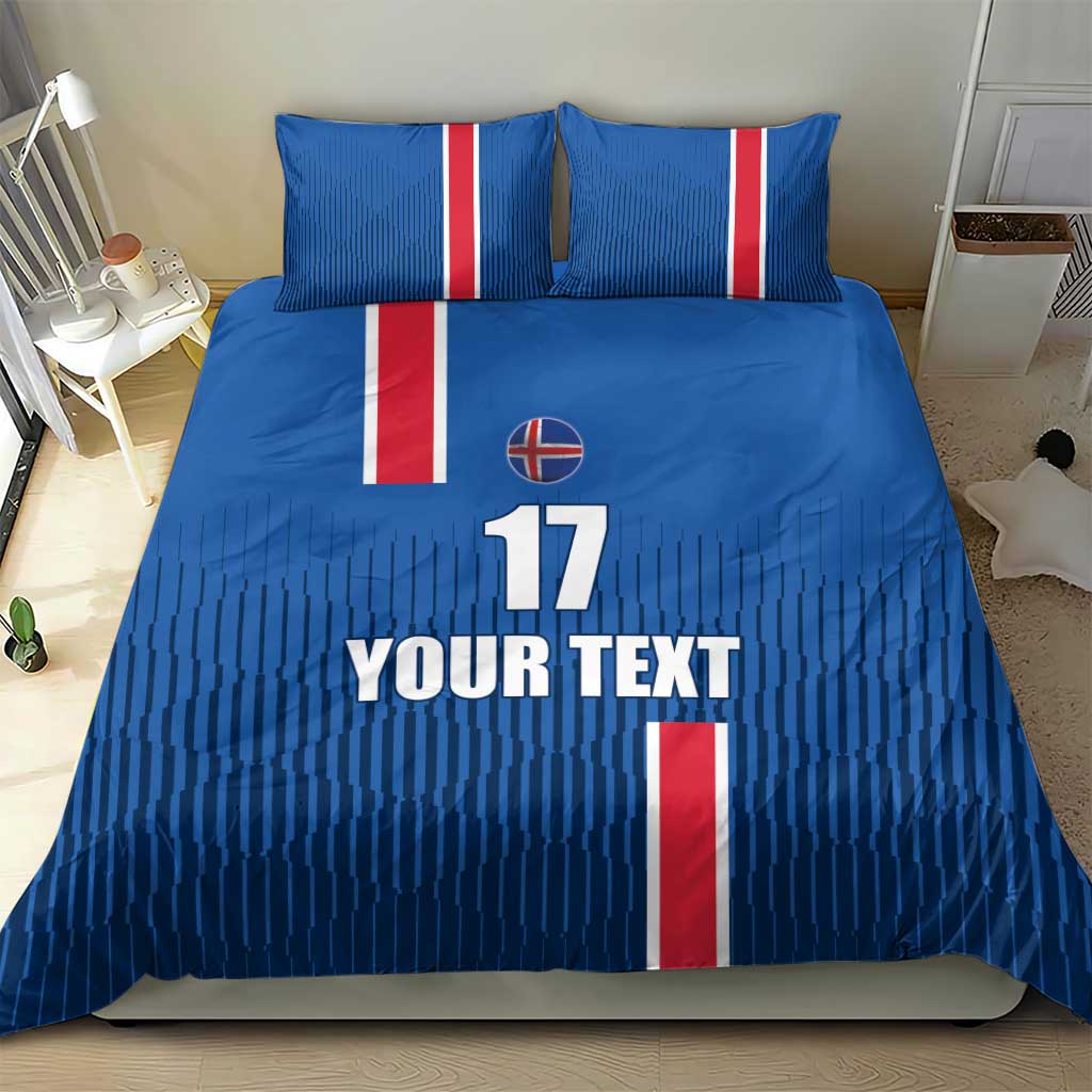 Custom Iceland Football Bedding Set Blue with Flag Style
